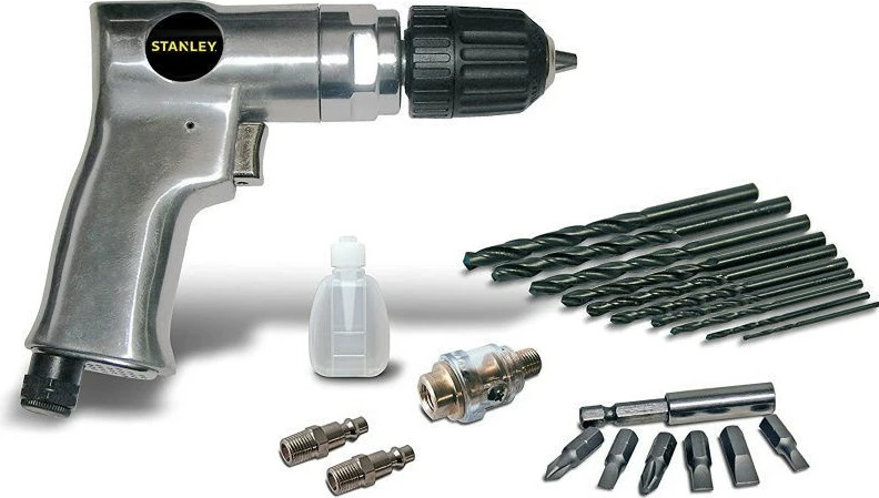 Burgji/kaçavidë pneumatike Stanley 160189XSTN, 170 l/min, 6 bar, set me bitë dhe shpime HSS, në kasë plastike