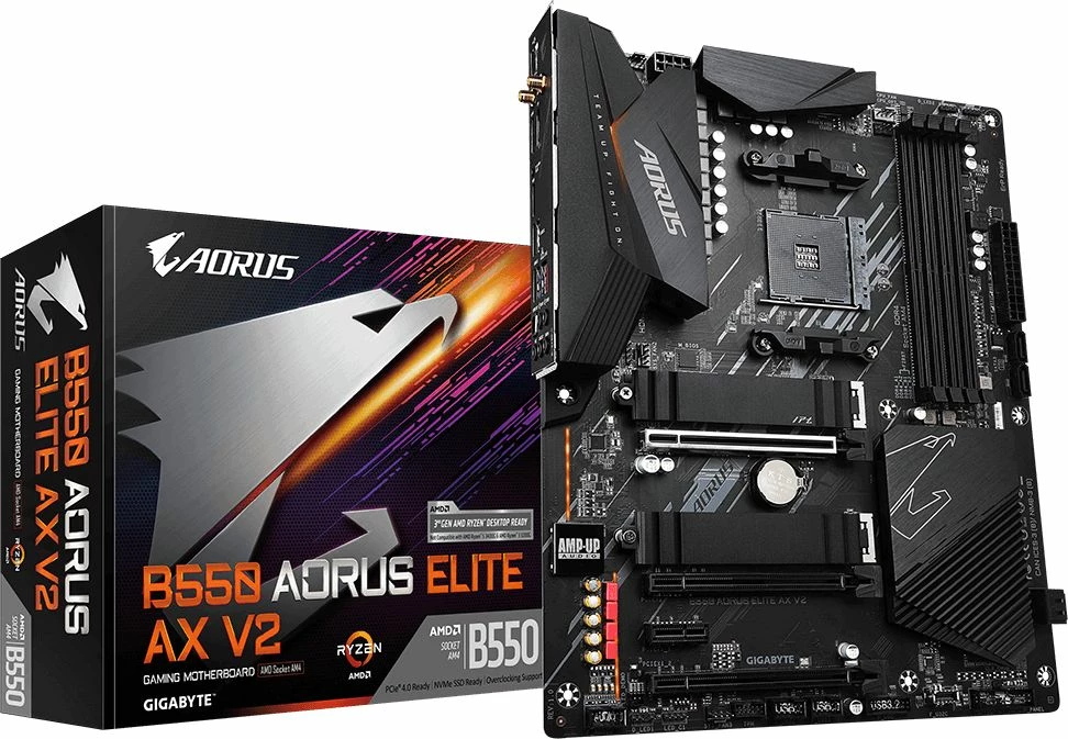 Pllakë amë Gigabyte B550 AORUS ELITE AX V2, ATX, DDR4 128GB, Wi‑Fi AX/Bluetooth, 2.5GbE