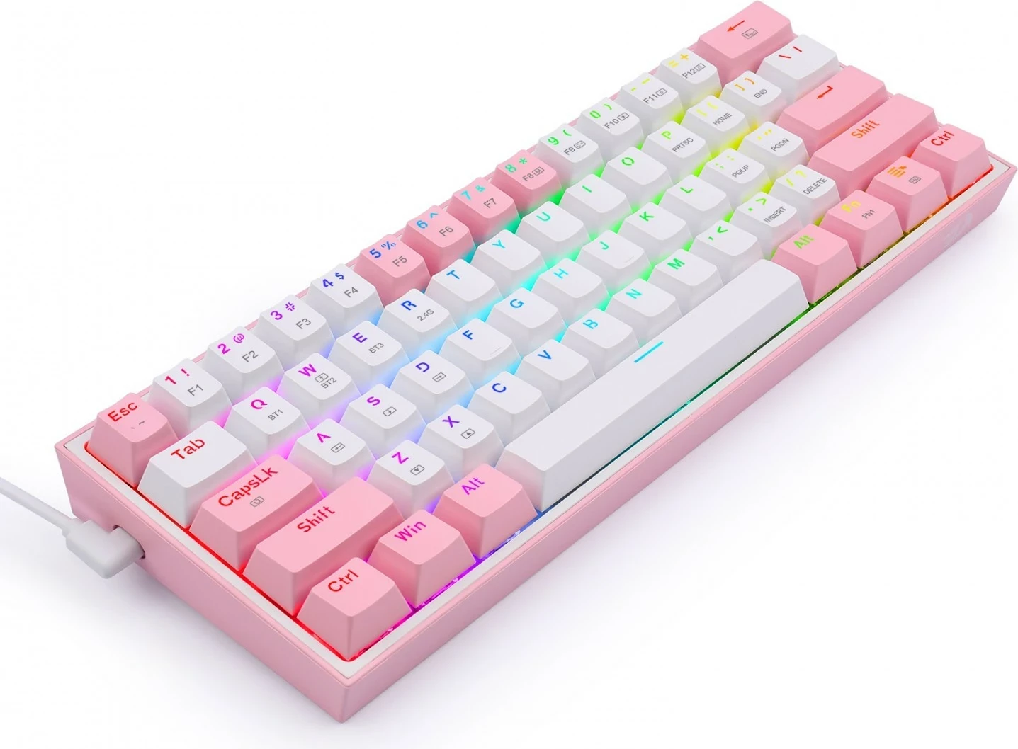 Tastierë mekanike Redragon Fizz Pro K616, RGB, wireless/wired, e bardhë-rozë