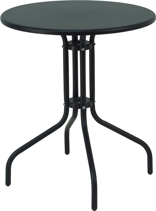 Tavolinë me karrige Sussie-Vergo I set prej 3 copë, metal-alumini, e zezë, D60x70cm