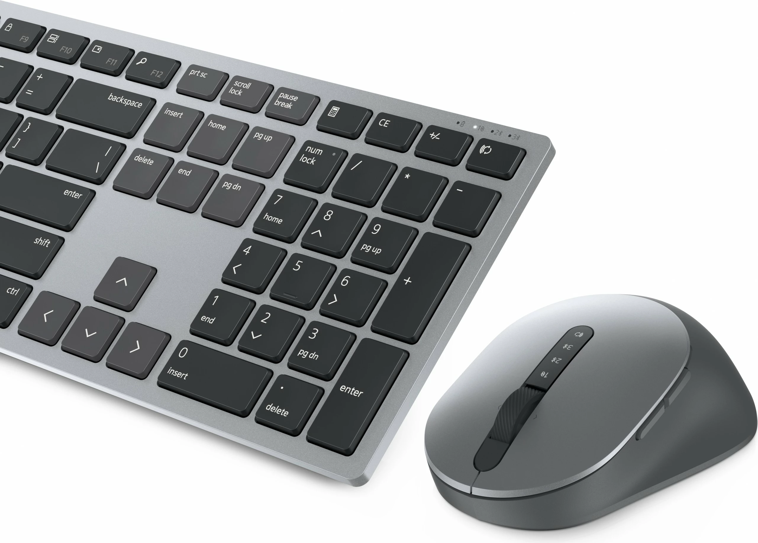 Tastierë DELL KM7321W, Full-size, Wireless, RF Wireless + Bluetooth, AZERTY, Maus përfshirë, Gri, Titanium