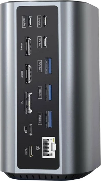 Doking stacion BlitzWolf 17n1, 2x HDMI, DP, 4x USB-C, PD 100W, RJ45, gri