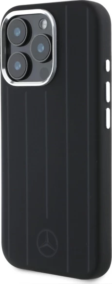 Mbështjellës Mercedes Silicone Vertical Tonal Stripes MagSafe për iPhone 16 Pro Max, Zi