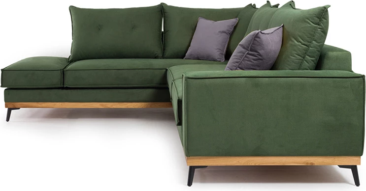 Divan qoshe luksoz II qoshe e djathtë, pëlhurë cypress-karbon, 290x235x95cm