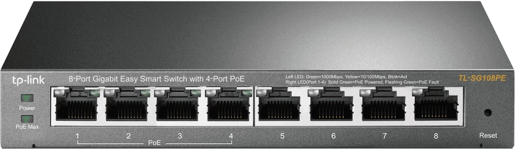 Switch TP-Link TL-SG108PE 8 porta Gigabit, 4 porta PoE, Easy Smart, e bardhë