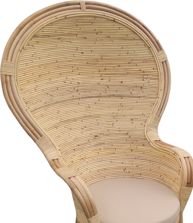 Karrige Rea Inart me jastëk bezhë, ratan natyral, 85x85x141cm