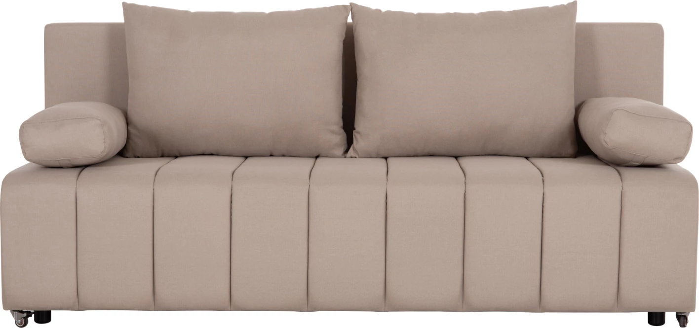 Krevat-sofa 3 vendesh KEND, material stof, bezhë e çelët, 188x85x82cm