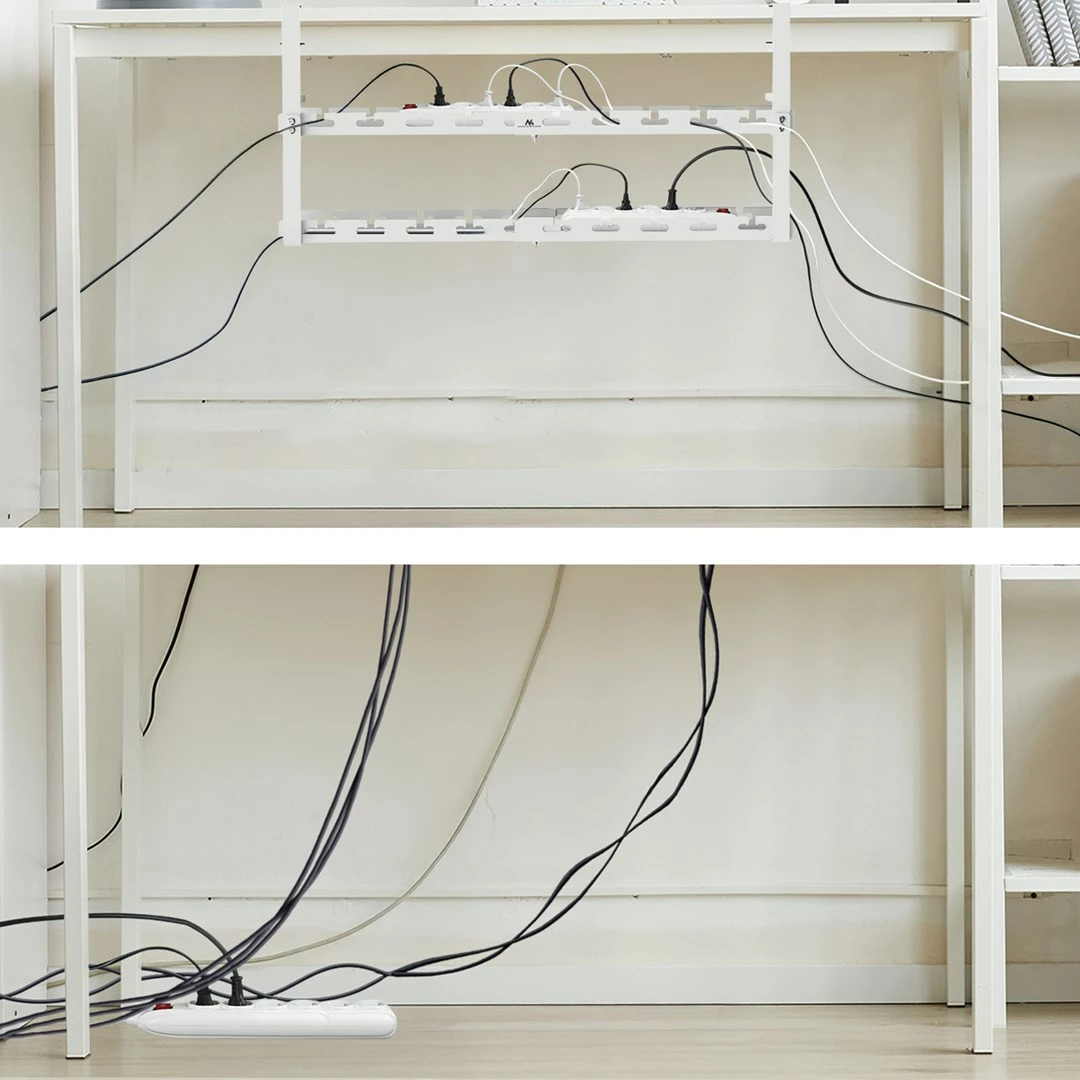 Organizues kabllosh nën tavolinë Maclean MC-102 W, 2 nivele, çelik, i bardhë