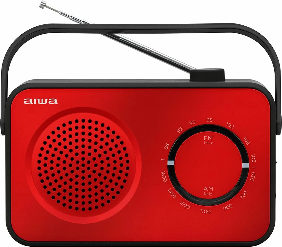 Radio portative Aiwa R-190RD AM/FM, 2 W, dalje për kufje, me rrymë ose bateri, e kuqe