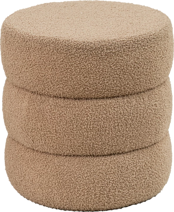 Puf karrige Kioto, material teddy, ngjyrë kafe, D40x40cm