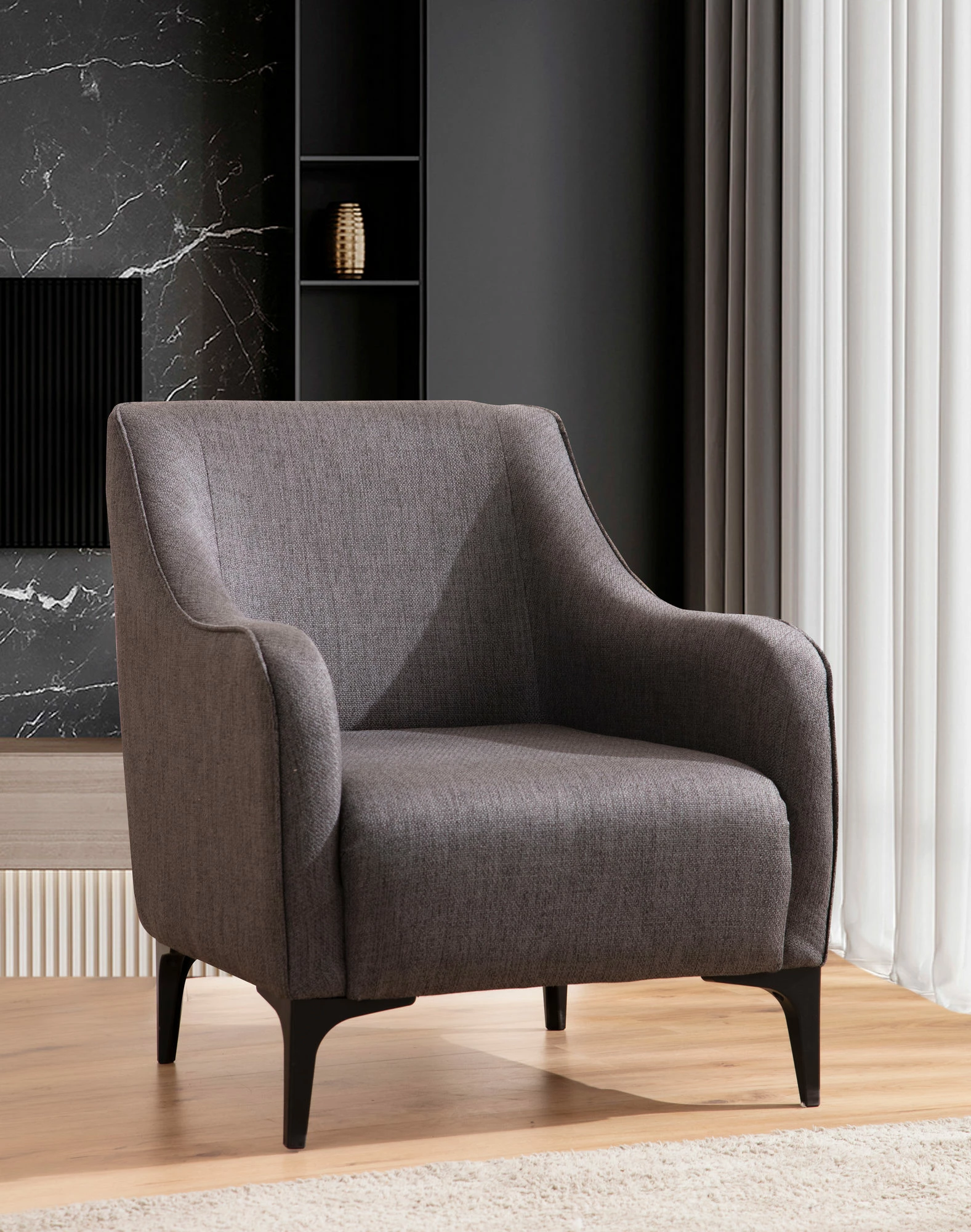 Karrige Wing, Atelier del Sofa, Belissimo, ngjyrë gri e errët
