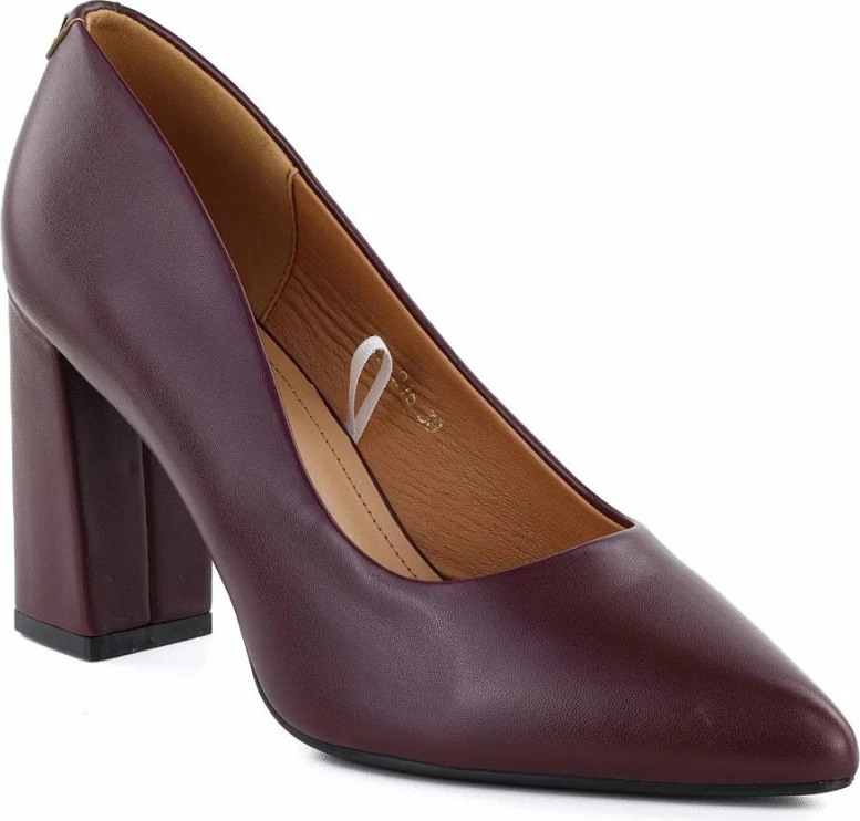 Këpucë me take për femra Leone PB216, të kuqe burgundy