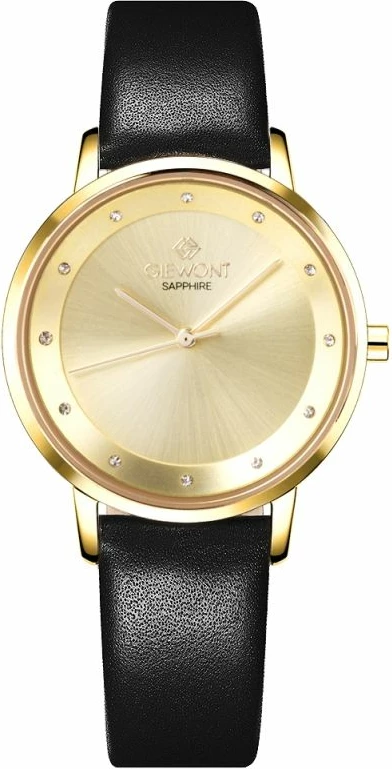 Orë dore femra Giewont GW4130-A3, e artë, rrip lëkure e zezë