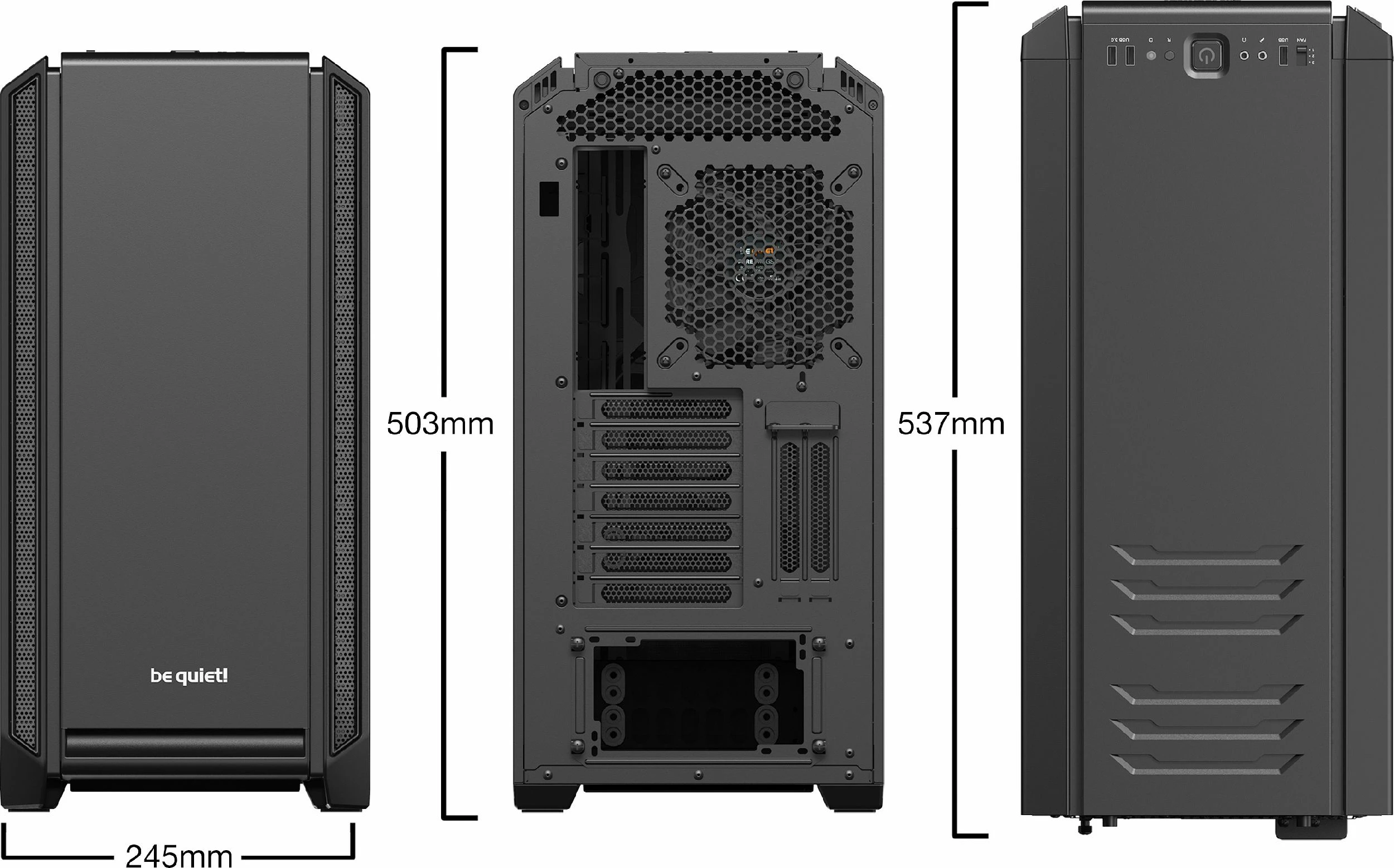Kasë be quiet! Silent Base 601 BGW26 Midi Tower ATX/e-ATX me xham të temperuar, e izolume për zhurmë, 2x 140mm fan, pa PSU, e zezë