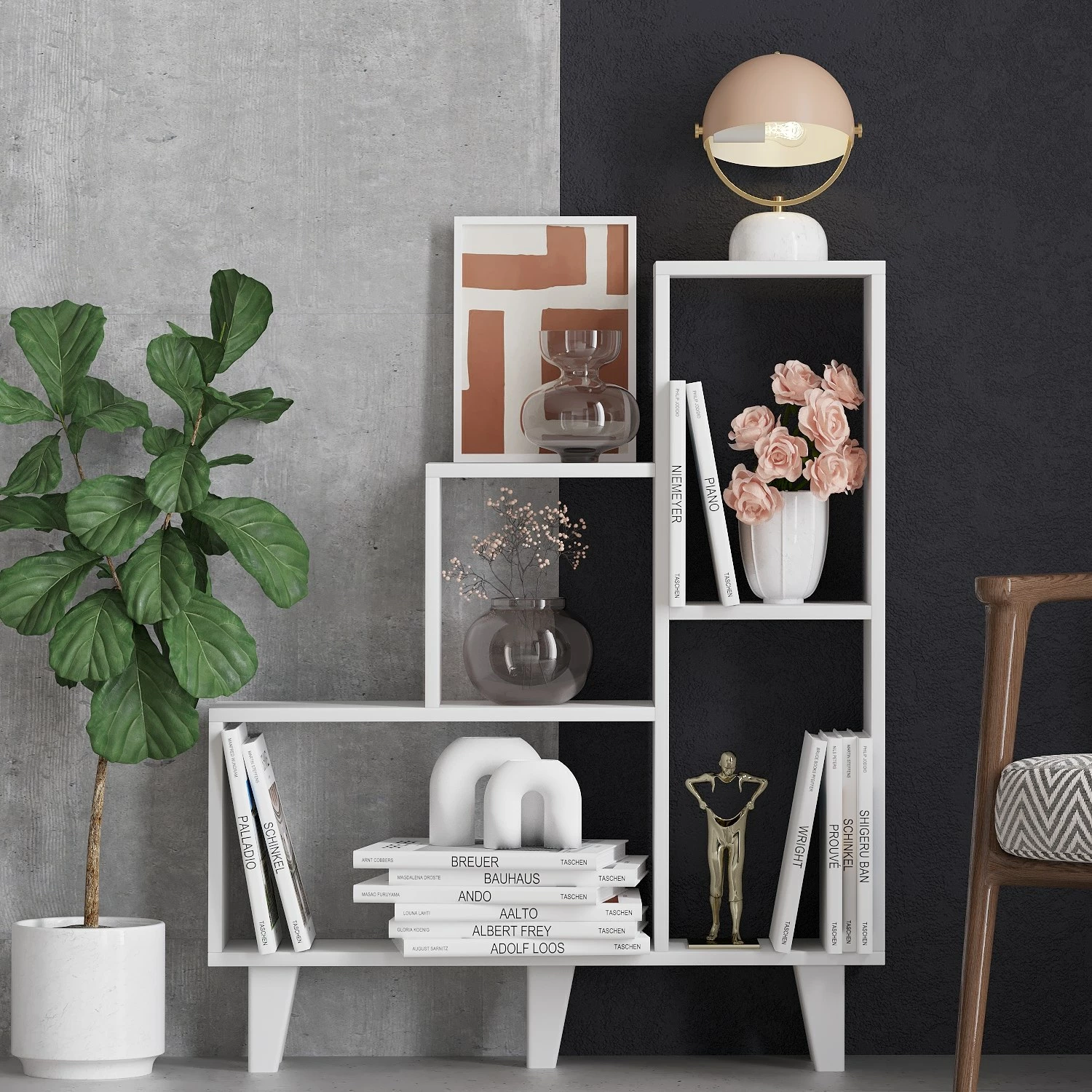 Raft librash Hanah Home, Nisa, ngjyrë e bardhë