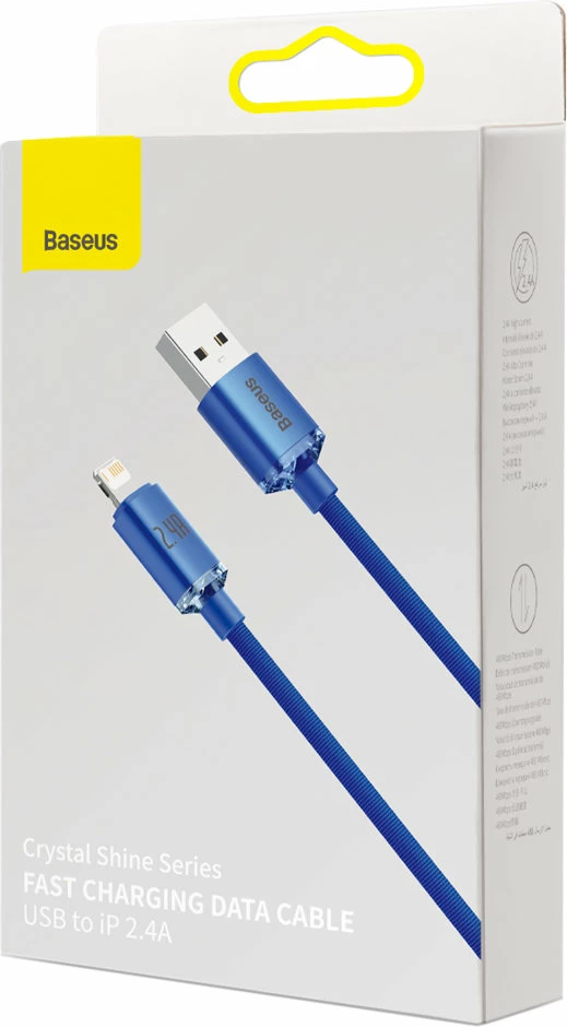Kabllo Baseus Crystal Shine, USB-A në Lightning, 1.2m, 2.4A, Kaltër
