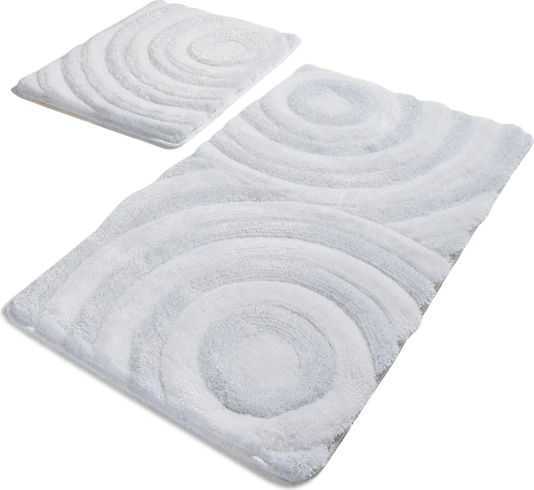Set tapetash akrilike për banjo, 2 copë, model Wave, e bardhë