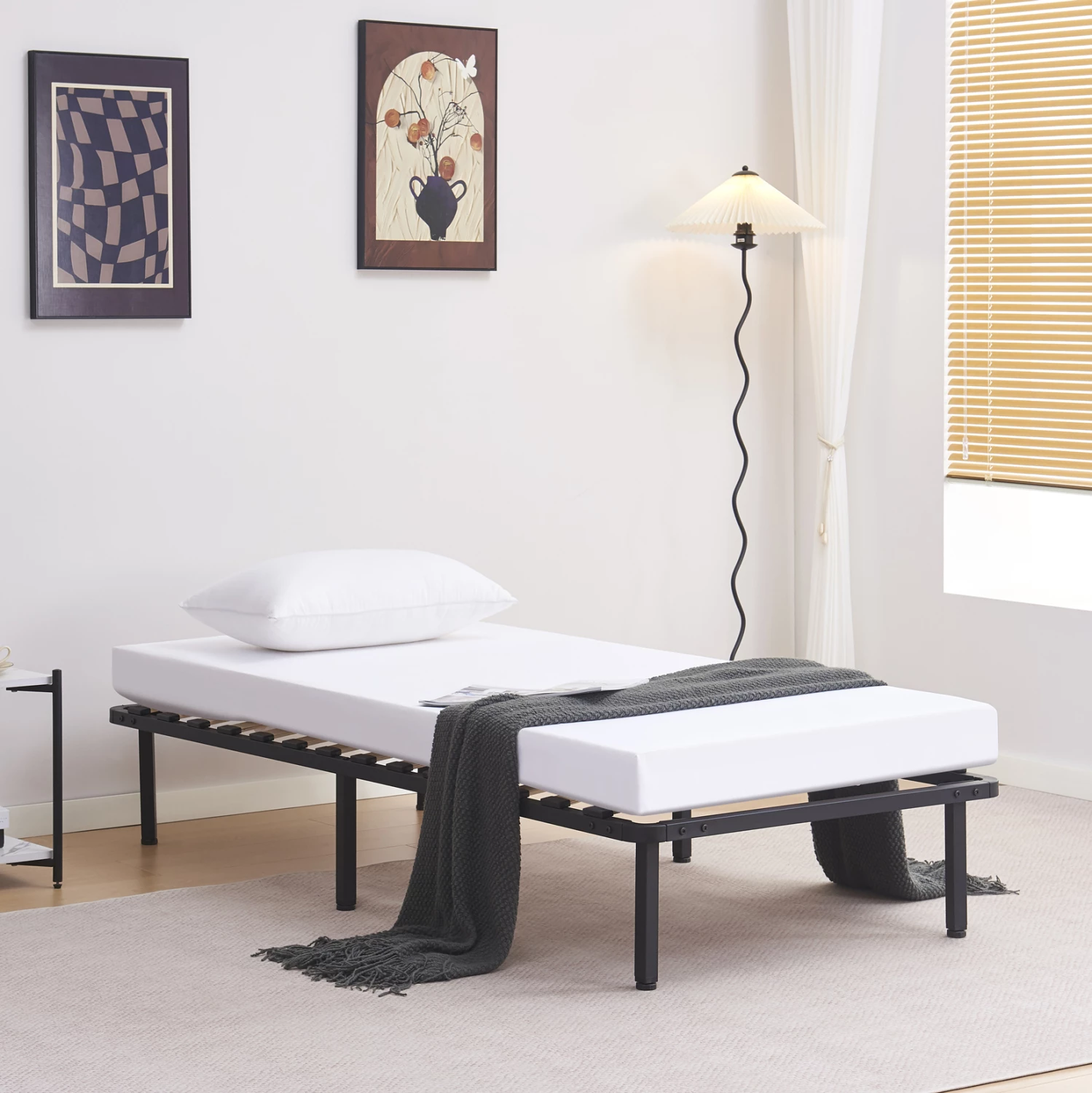 Shtrat metalik, ngjyrë e zezë, për dyshek 190x90cm, FH693.01