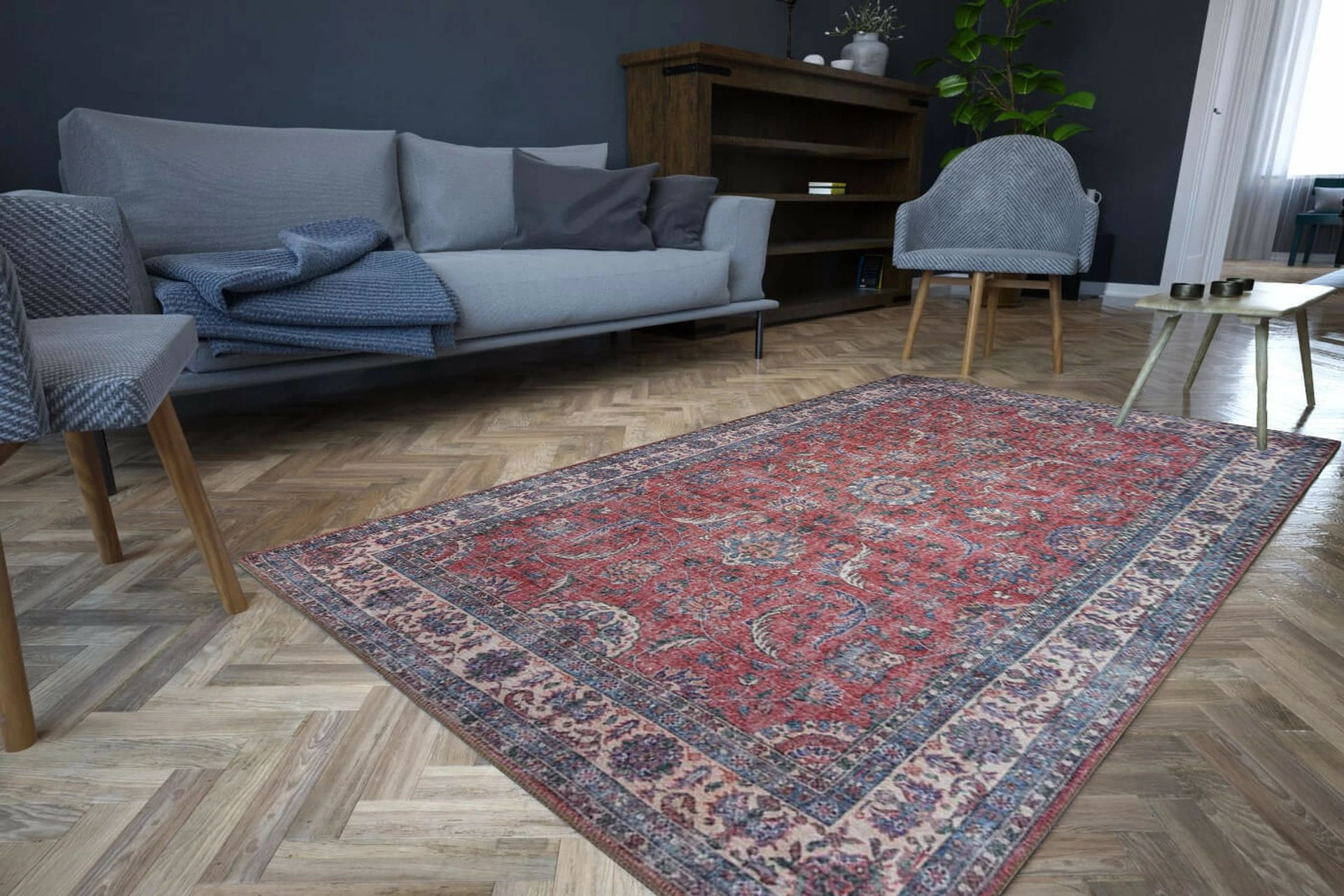 Qilim (210 x 310) Conceptum Hypnose, Blues Chenille - Rustic AL 84