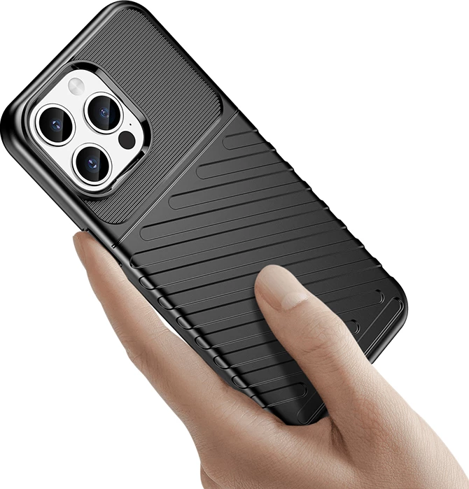 Mbështjellës i blinduar Hurtel Thunder Case për iPhone 15 Pro Max, i zi