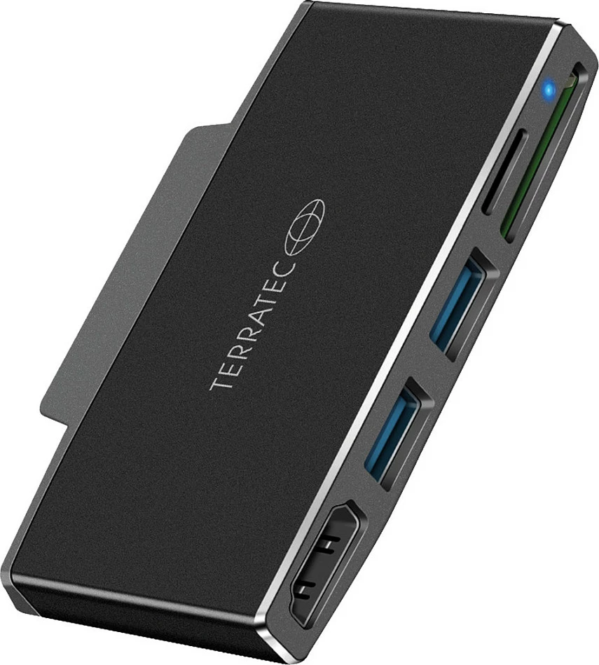 Adapter TerraTec Surface Connect GO1 për Microsoft Surface Go, HDMI 4K, 2x USB-A 3.2, lexues kartelash, i zi