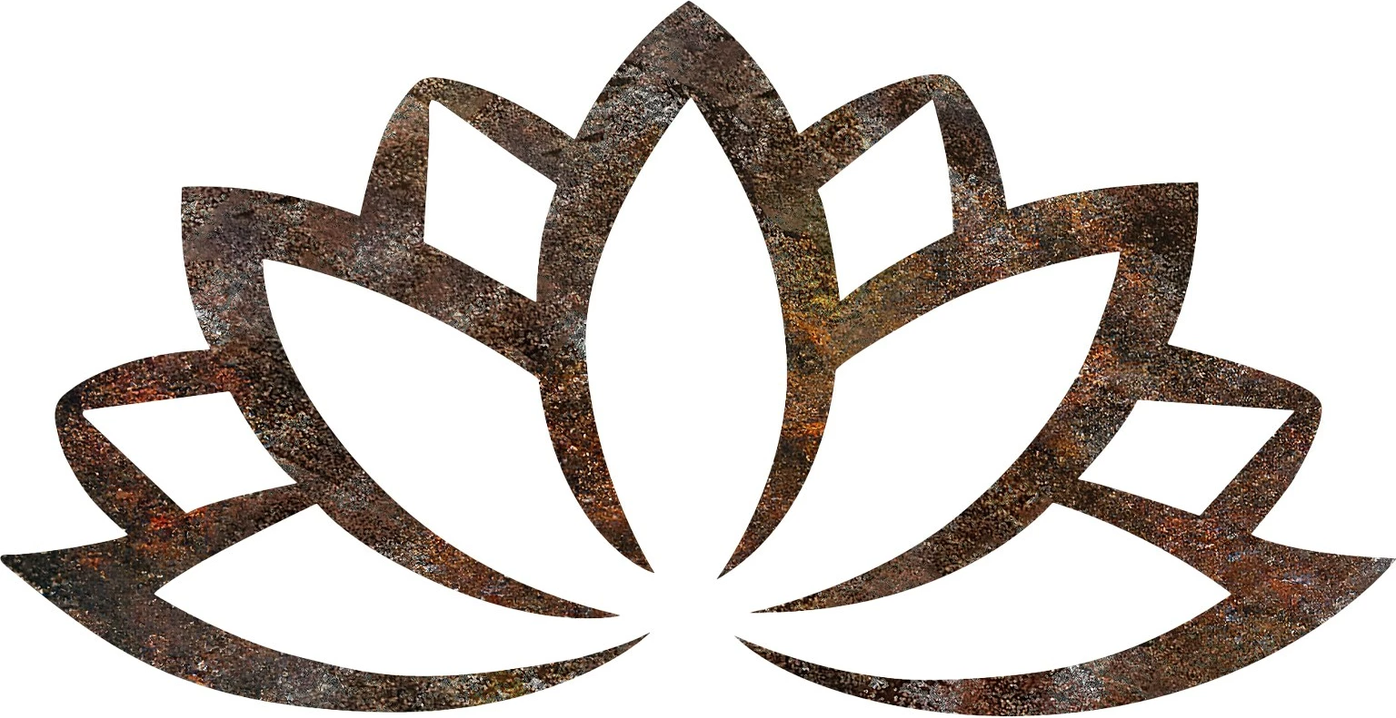 Aksesor dekorativ metalik për mur, lotus i ndryshkur, Wallity