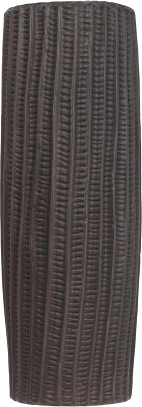 Vazo dekorative RIGE, qeramike, ngjyrë antracit mat, 12x12x36cm