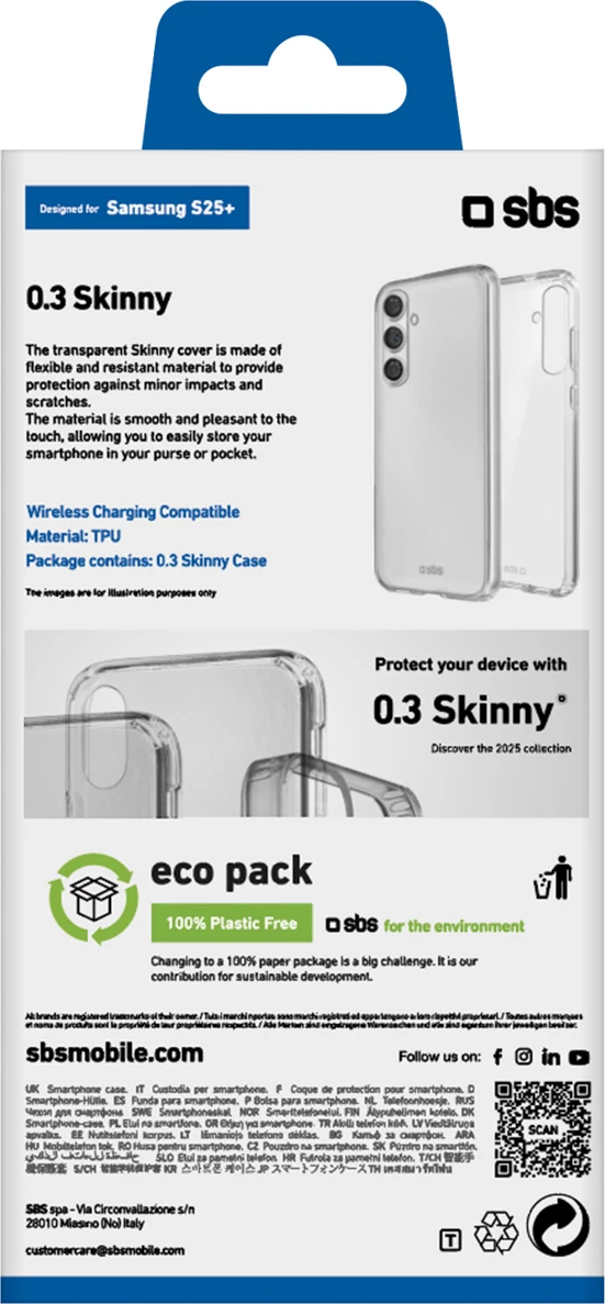 Mbështjellës SBS Skinny Cover për Samsung Galaxy S25+, TPU, transparent
