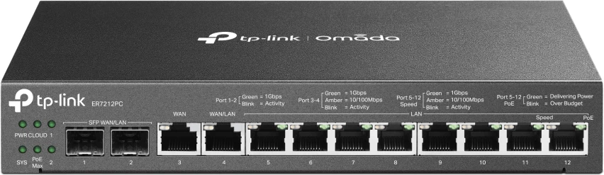 Router TP-Link ER7212PC me shumë porta Gigabit, PoE, e zezë