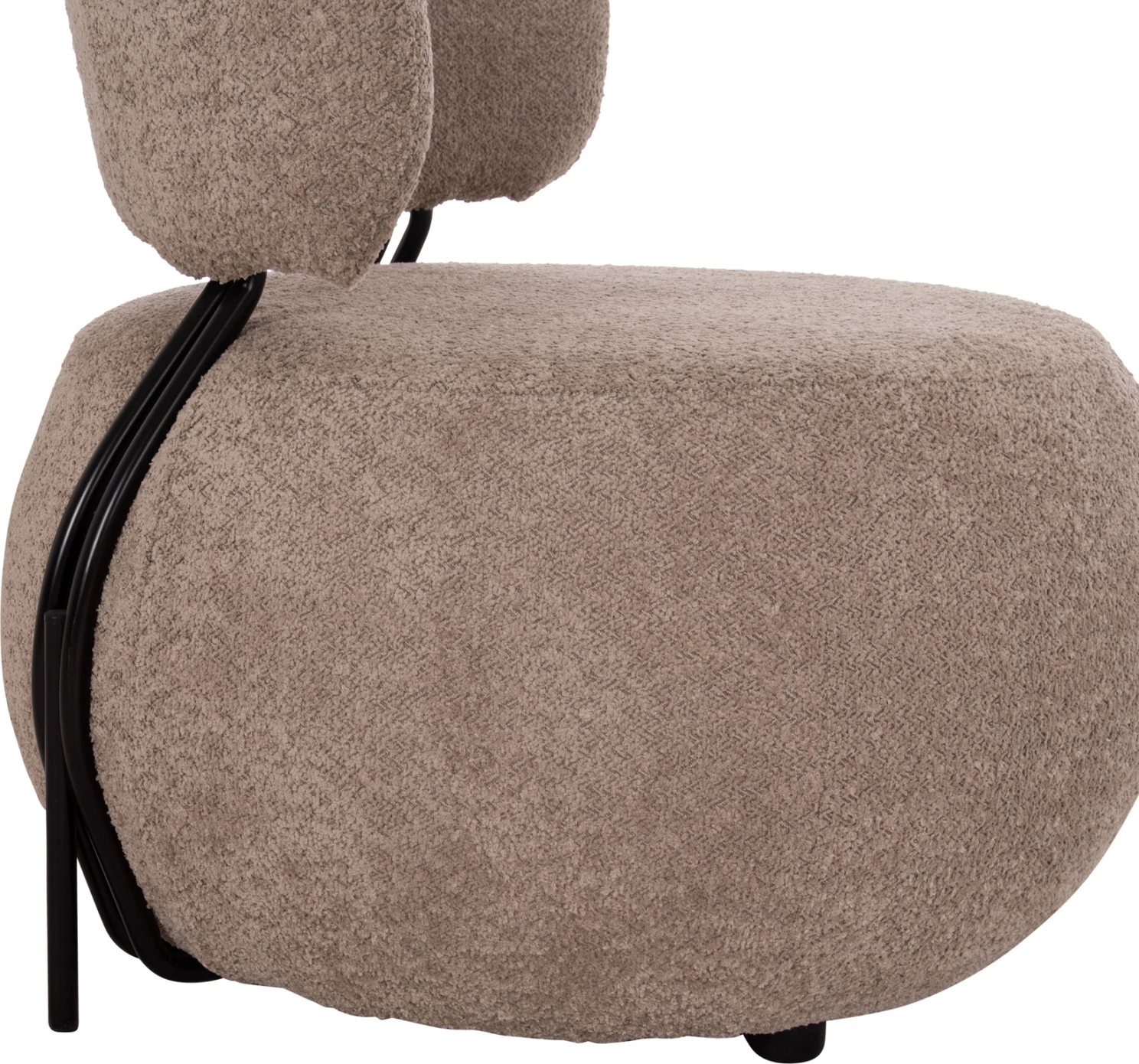 Karrige lounge e rrumbullakët KARSEN, stof boucle bezhë e errët, FH9598.08, 79x82x74cm