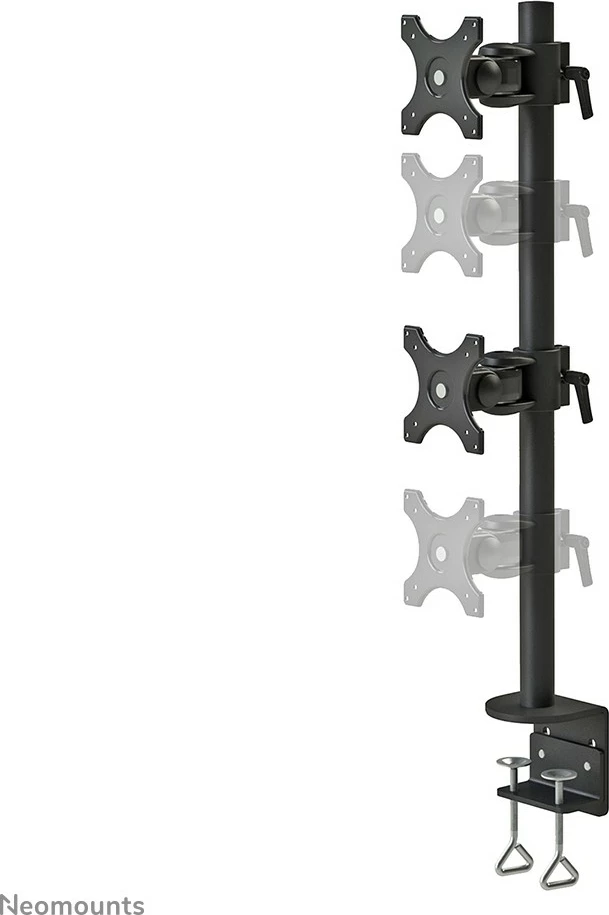 Krah monitori Newstar Neomounts FPMA-D700DV, për 2 monitorë, 10-27 inç, rregullim lartësie, kapëse, e zezë