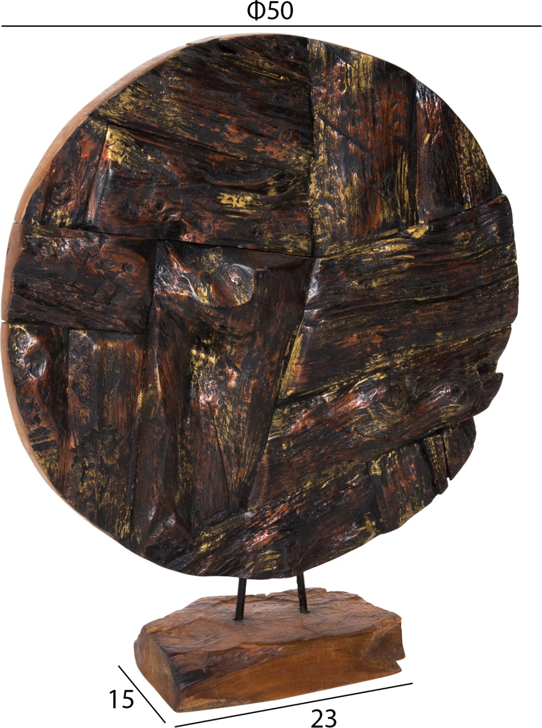 Dekor tavoline FH7718, dru tik, natyral, 50x15x64H