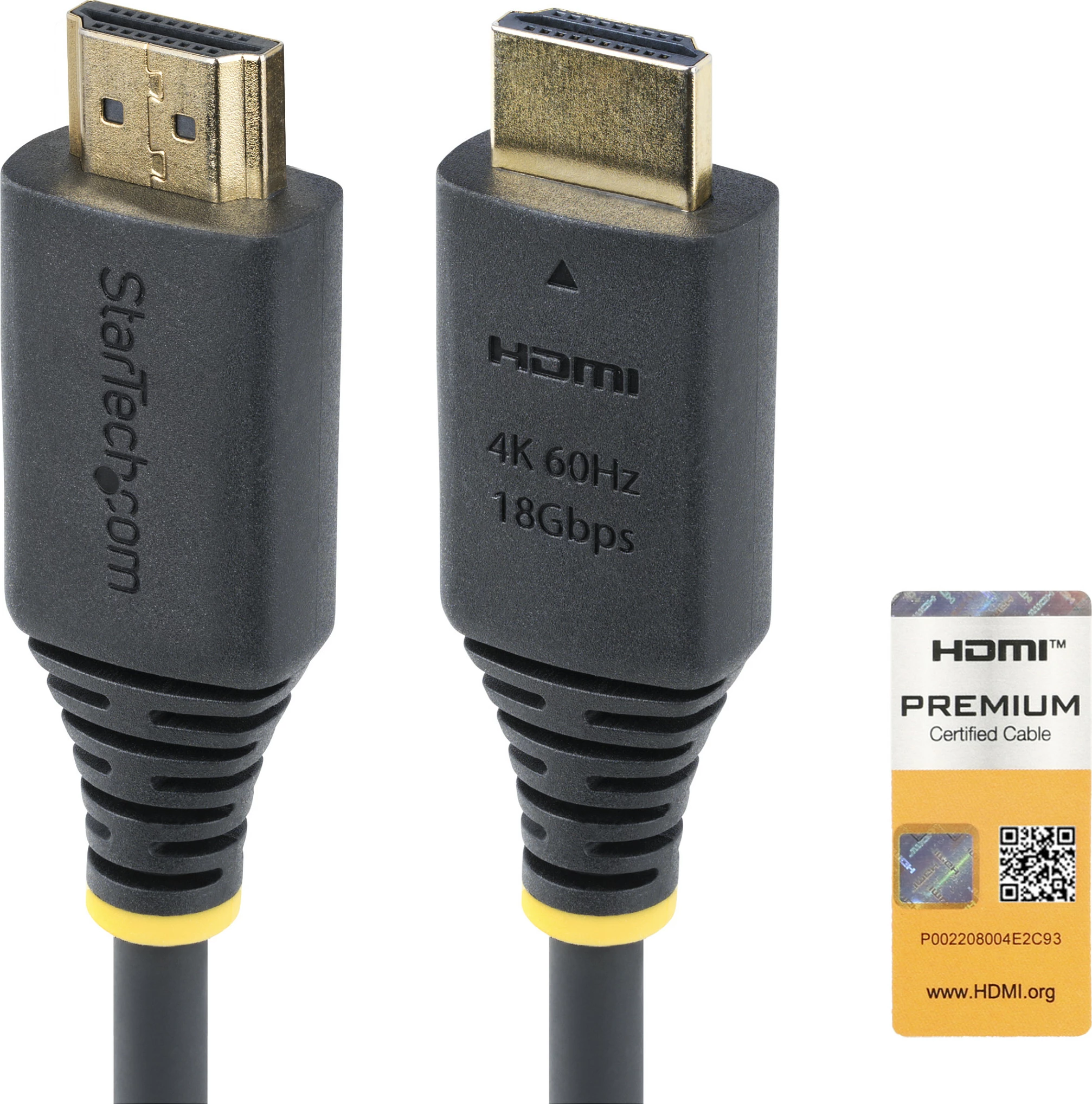 Kabllo HDMI StarTech Premium Certified HDMI 2.0, 1m, 4K 60Hz, 18Gbps, HDR10, ARC, e zezë