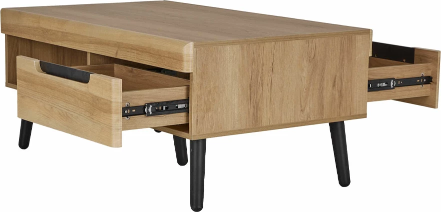 Tavolinë kafeje Grif, 2 sirtarë, ngjyrë natyrale/zezë, 107x67x46cm