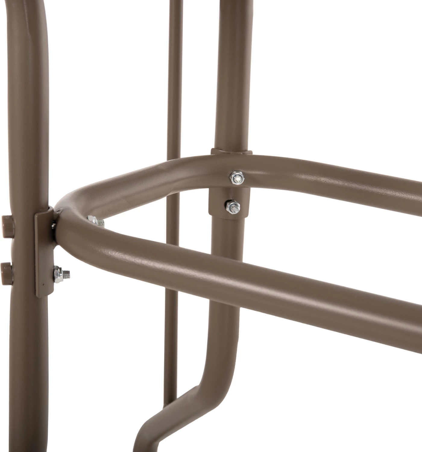 Tavolinë metalike për jashtë ADAM, ngjyrë shampanjë, me sipërfaqe xhami të forcuar, 110x60x71H cm