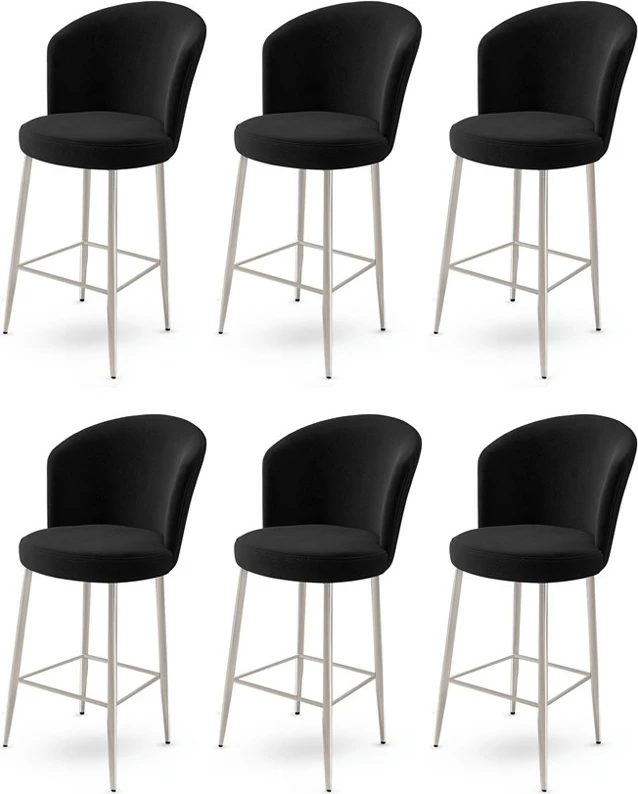 Set karrigesh për bar (6 copë), Hanah Home, Fora, e zezë, krom