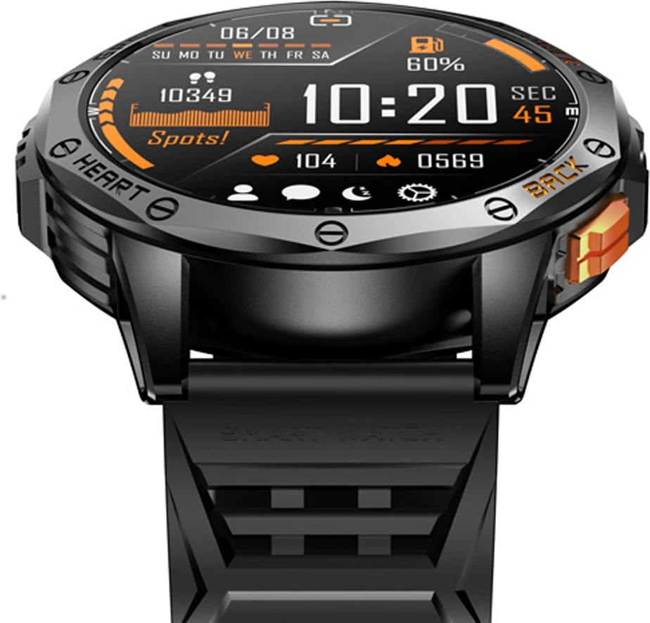 Smartwatch Moye Nav X Pro GPS 1.43\" AMOLED IP68 Bluetooth 5.3, e zezë/portokalli