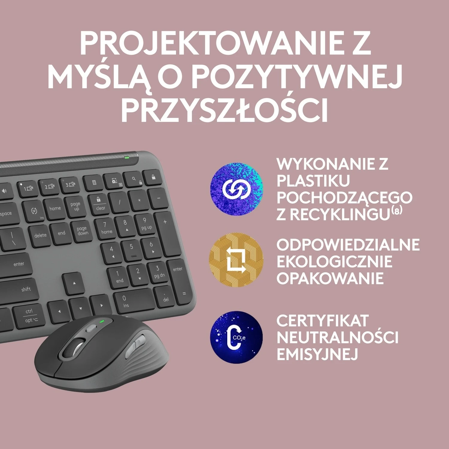 Tastierë dhe Maus Logitech Signature Slim MK950, Wireless, Grafit