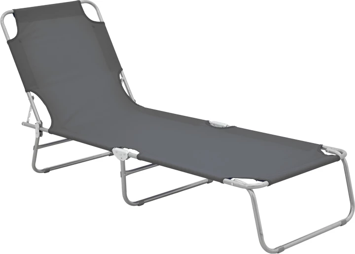 Shezlong metalik-tekstilen për plazh, ngjyrë antracit, 55x185x24cm