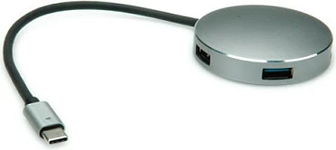 USB-C Hub ROLINE 14.02.5036, 4 porta, USB 3.2 Gen 1 5Gbps, e zezë/argjendtë