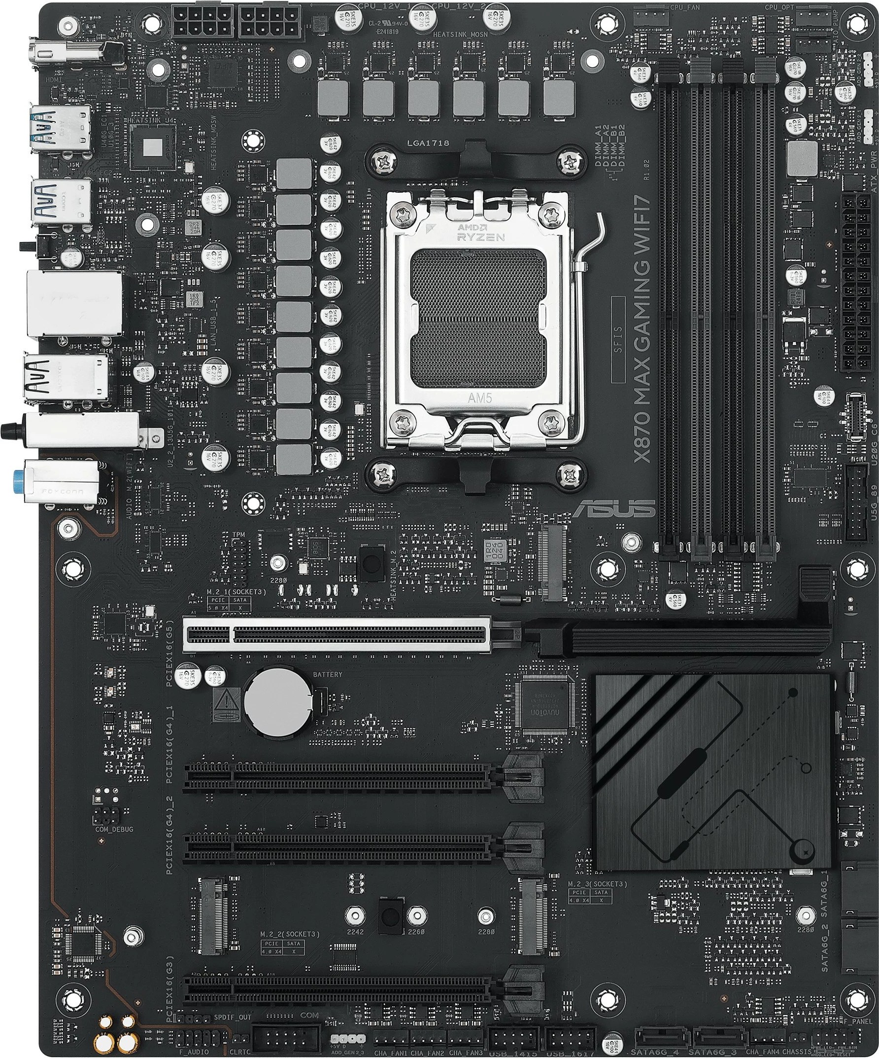 Pllakë amë ASUS X870 MAX GAMING WIFI7, Socket AM5, DDR5, ATX, Wi-Fi 7, e zezë