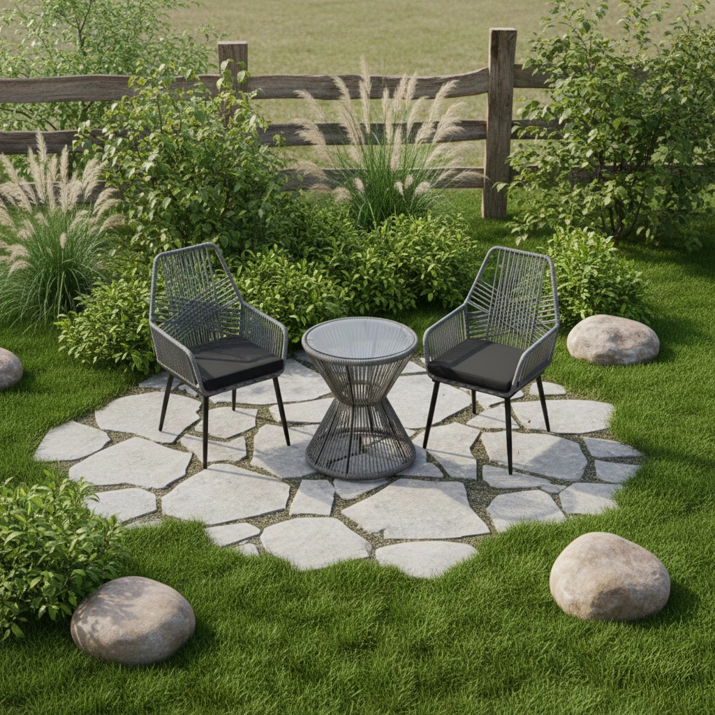 Tavolinë Mabil, xham, ratan gri, 50x55cm