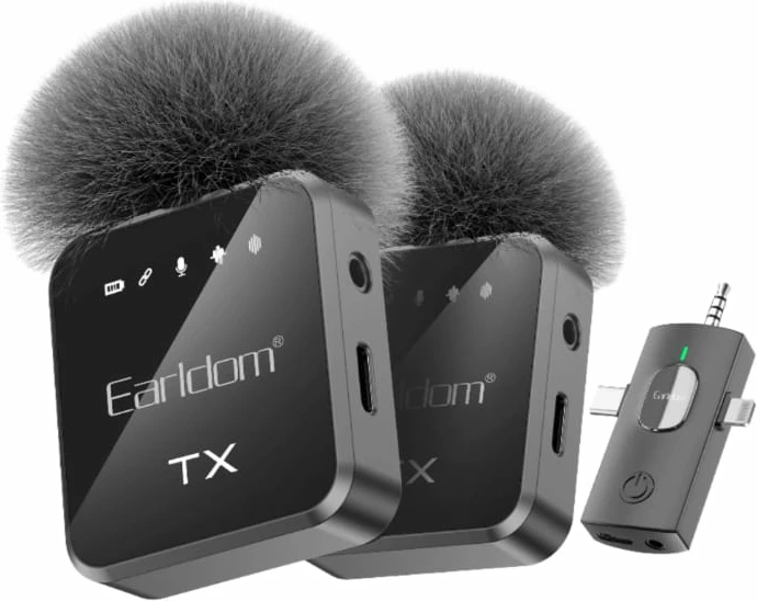 Mikrofon Wireless Earldom ET-MC13 (3-në-1) me Kuti Type-C/Lighting + Audio