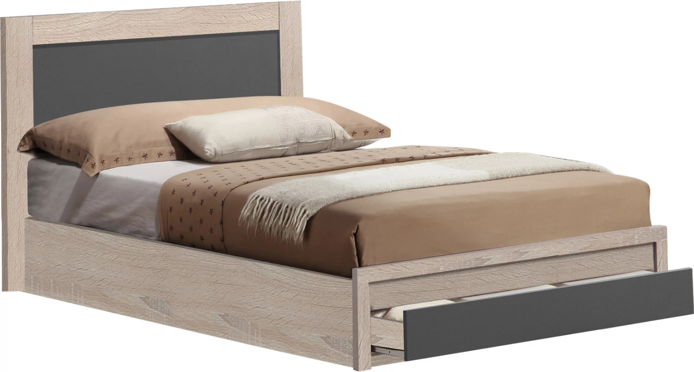 Shtrat MELANY FH346.04 me 1 sirtar, ngjyrë sonoma gri, për dyshek 90x190 cm