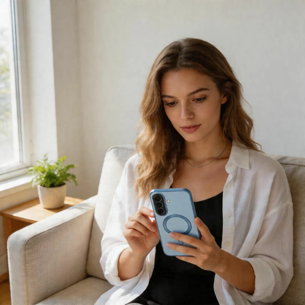 Mbështjellës Tech-Protect MagFlex MagSafe për Samsung Galaxy A57 5G, unazë magnetike, mbrojtje e lentes, 1 copë, Blu transparente