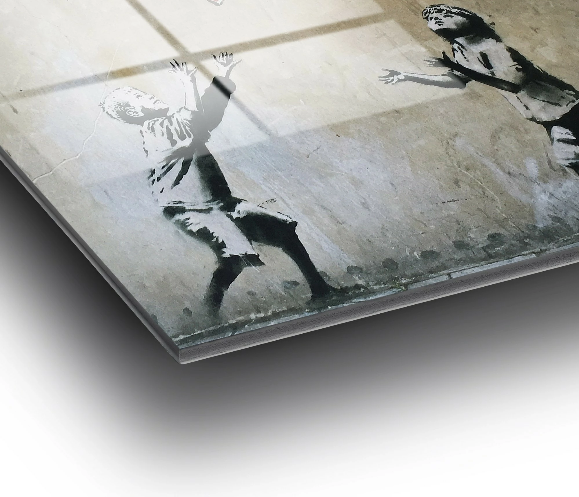 Pikturë dekorative në xham të temperuar, Banksy, shumëngjyrëshe, 45x65cm