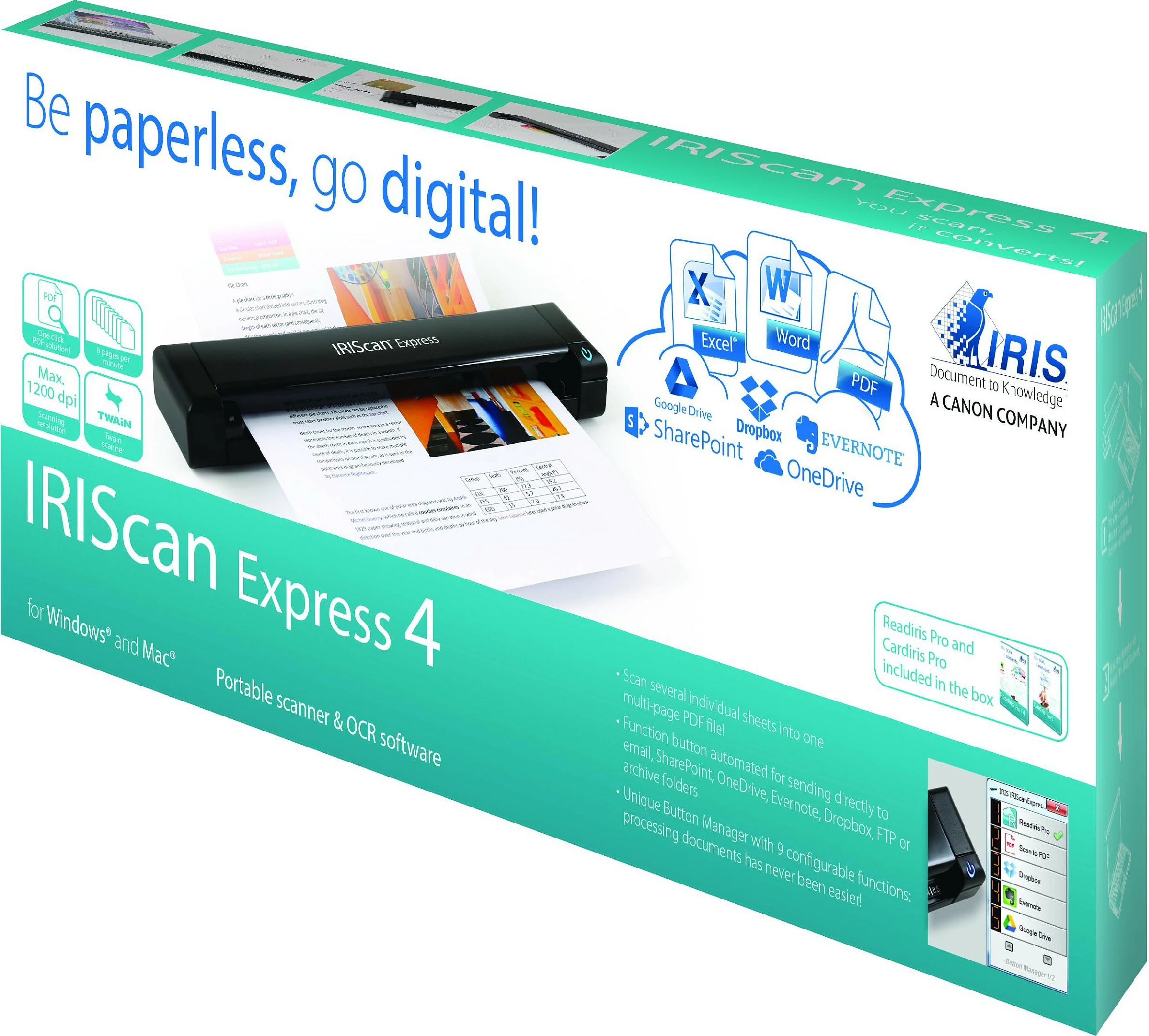 Skaner portativ I.R.I.S. IRIScan Express 4, A4, 1200 dpi, USB, i zi