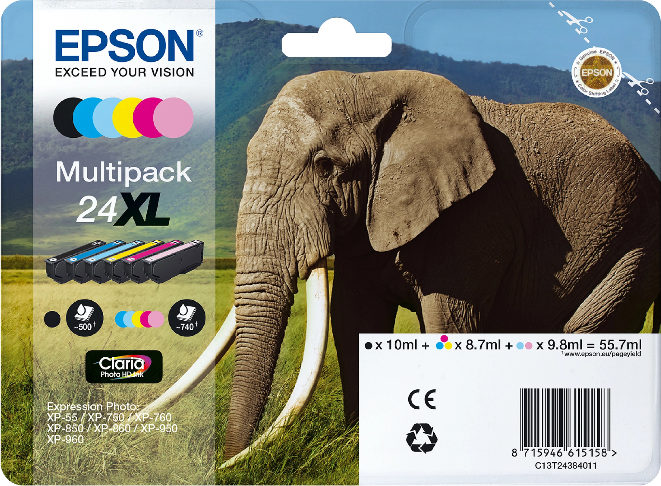 Toner Epson Elephant Singlepack Light Cyan 24XL, 9.8 ml