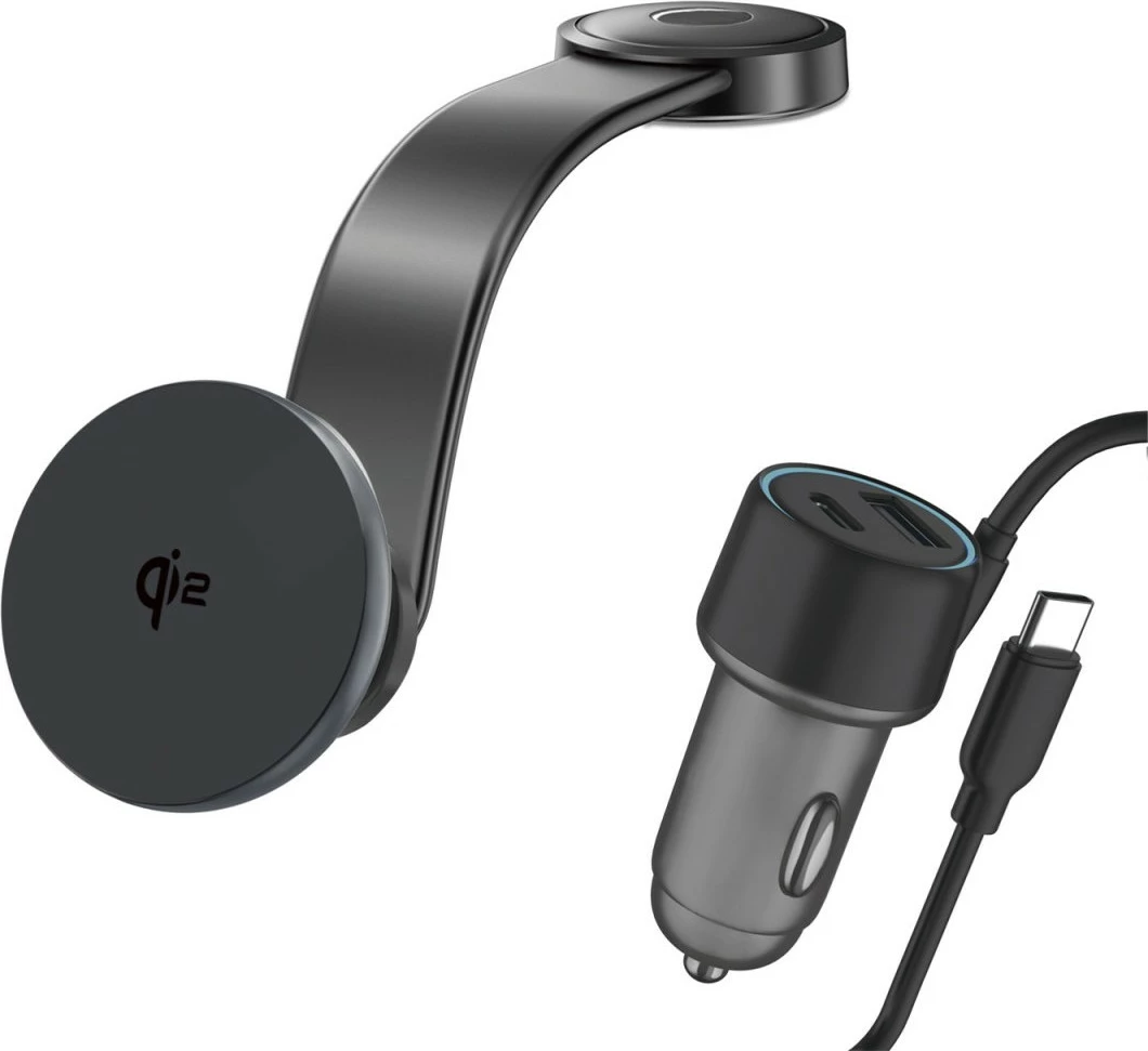 Mbushës wireless 4smarts Qi2, Auto, 12 V, 1.2 m, Gri