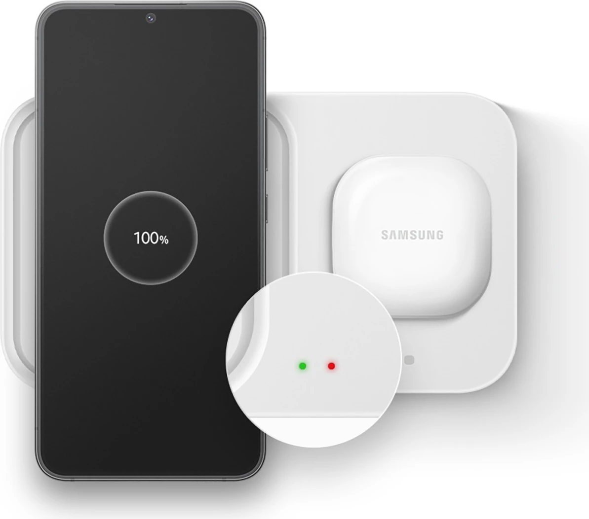Karikues wireless Samsung Wireless Charger Duo EP-P5400TWEGEU, 15W, me kabllo USB-C, i bardhë, set